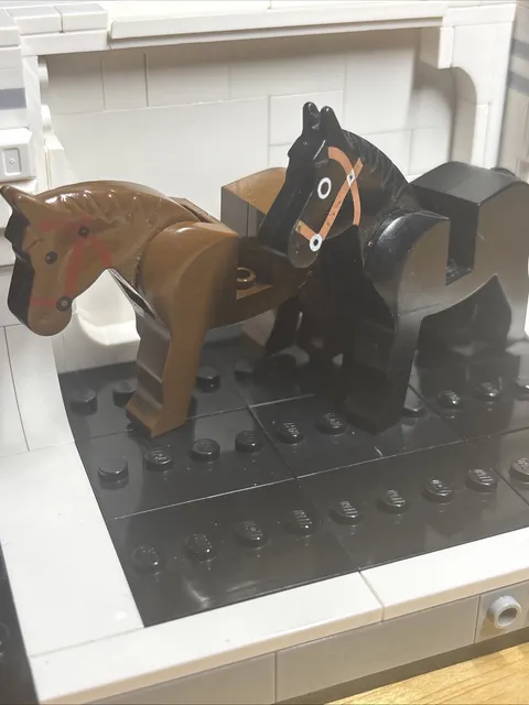 Lego Minifigure Horse Lot of 2 A- Brown Black White - Vintage Castle Western Era