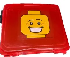 LEGO Storage Case Red Minifigure Head Box IRIS USA Vintage 2010 Hinged Scratched