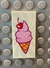 LEGO Food 2x4 Tile With Print Of Ice Cream Cone