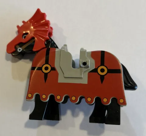 LEGO Black Horse w/ Barding Fright Knights Pattern 6047 / 6097 / 6099 - 2490pb01