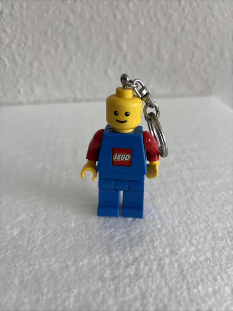 2010 Lego Yellow  Figure Keychain Classic Blue and Red Outfit