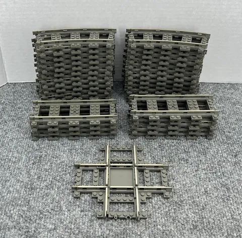 LEGO Rail Crossing Track Curved Straight 9v Train Track Lot of 34 Vintage