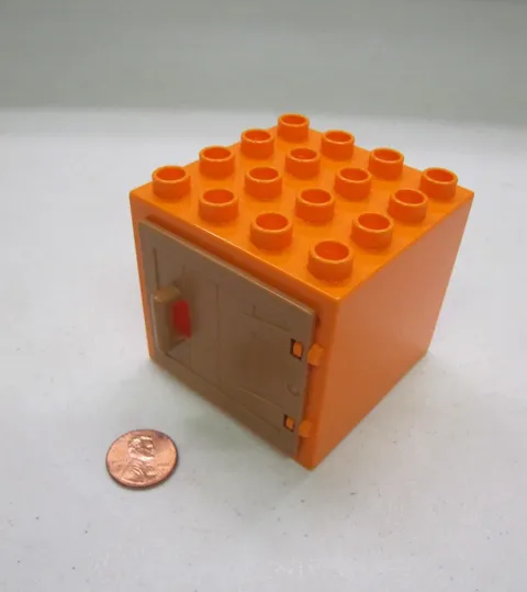 Lego Duplo Orange & Tan Barn Door 4 Window Pane Door Building Block Frame 4X4