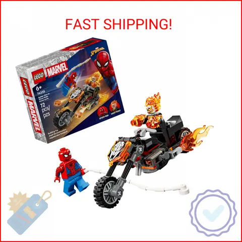 LEGO Marvel Spider-Man vs. Ghost Rider Motorcycle Building Toy for Boys & Girls,