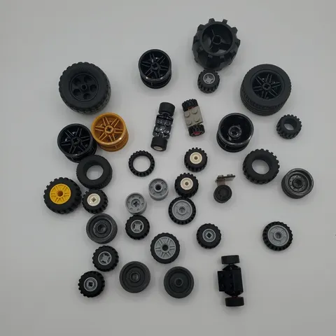 LEGO Bulk Lot of WHEELS TIRES Rims Axles Car Truck Vehicle Parts Technic City