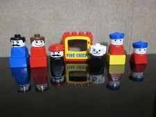 Vintage Lego Duplo Square Base Fire Chief Sailor People Kid Dog Lot 6