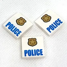 LEGO Parts - White Slope, Curved 2 x 2 x 2/3 POLICE No. 15068pb046a - QTY 3