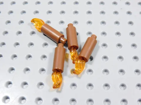 LEGO Lot of 4 Reddish Brown Candles w/ Flame Utensil Accessory Minifig BI
