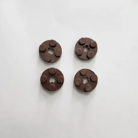 LEGO 4032 Light Brown Plate Round 2 x 2 with Axle Hole 4pcs