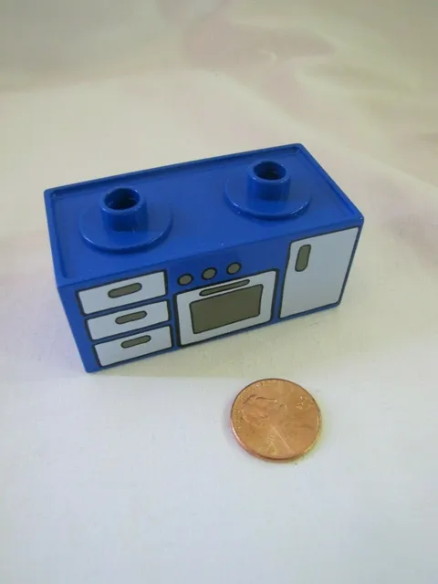 Rare Lego Duplo BLUE KITCHEN PIECE Fridge Oven Cabinets Specialty Block House #2