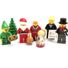 LEGO Christmas Minifigure Lot Santa Mrs Claus Elf Caroler Tree Holiday Bundle