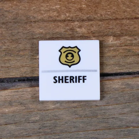 LEGO White Tile 2 x 2 Gold Police Badge and Black 'SHERIFF' Pattern 3068pb1102