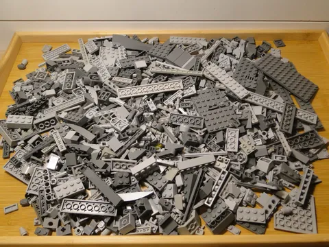 Lego Bulk Bricks Light  Grey Dark Gray Pieces Random Lot Color Plate