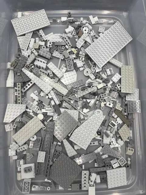 1 lb. Bulk Mixed Gray Legos - standard blocks and unique pieces (Lot H)