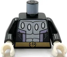 Lego New Black Minifigure Torso Silver Center PanelOvals Lavender Stripes