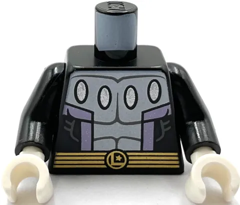 Lego New Black Minifigure Torso Silver Center PanelOvals Lavender Stripes