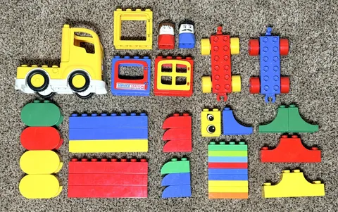 LEGO DUPLO Lot 43 Bricks Truck Cab Wheels Window Curved Pieces Building Blocks +