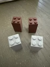 LEGO Brick 2 x 2 x 3 (30145) 4 Pcs Brown Gray Used