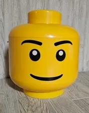LEGO Head Brick Storage Sorter Separator w/2 Trays & Handle Yellow Smile Large