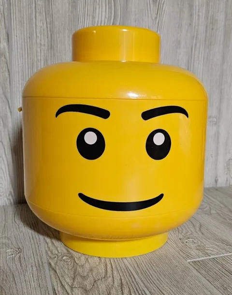 LEGO Head Brick Storage Sorter Separator w/2 Trays & Handle Yellow Smile Large