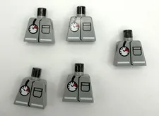 LEGO 5x Torso Fire Uniform Jacket, Pocket and White Stripe, Air Gauge inv.657