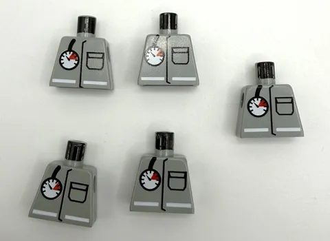 LEGO 5x Torso Fire Uniform Jacket, Pocket and White Stripe, Air Gauge inv.657