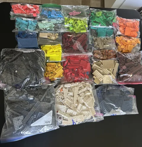 Assorted Mini  LEGO Pieces Sorted By Color  , 7 Lbs 2 Oz
