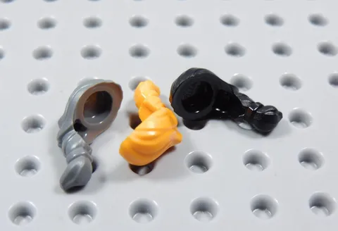 LEGO Lot of 3 Narrow Hair Swept Back Ponytail Minifig Orange Dark Gray Black BQ