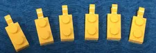 LEGO PART 63868 PLATE 1X2 WITH HORIZONTAL GRIP CLIP ON END 6 PIECES (YELLOW)