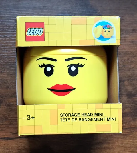 LEGO Mini Girl Storage Head Yellow Female Minifigure Container Box **NEW**
