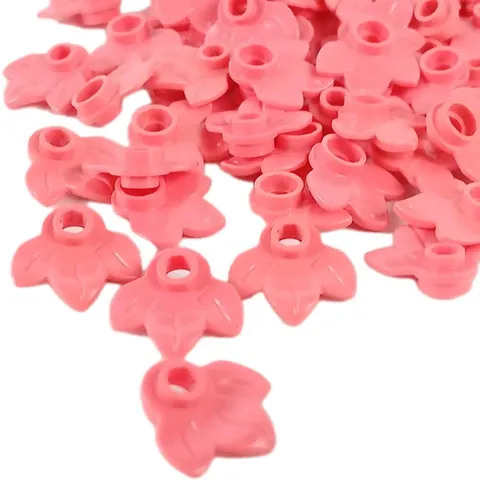 100 Pieces Lot LEGO® Plant Leaf Plates 32607 1x1 With Three Leaves CORAL Color
