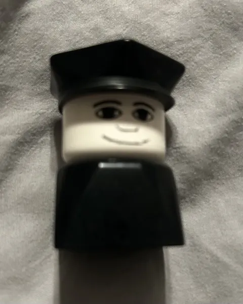 Vintage 1979 LEGO DUPLO Police Officer Black & White Figure 