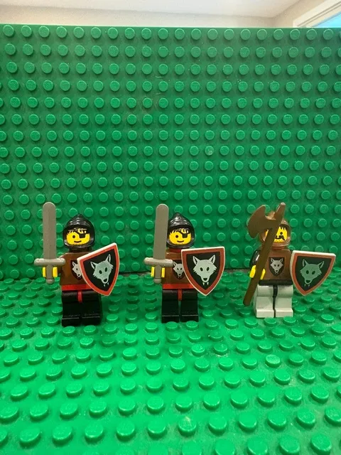 Lego Vintage Wolfpack - Three Minifigs w/ swords and battle axe