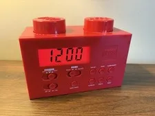 Lego Red Brick Portable Alarm Clock AM/FM Radio LG11012 Tested Excellent 2009
