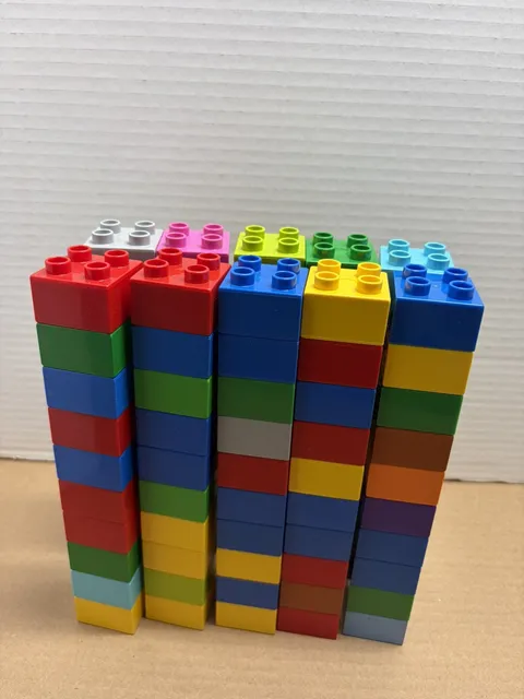 Lot of 100 Duplo Lego 2 x 2 Bricks Building Blocks Assorted Colors