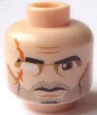 Minifigure, Head Black Thick Eyebrows and Beard Stubble, Large Reddis - New LEGO