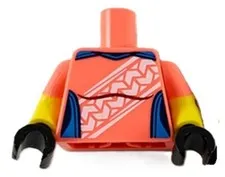 NEW Lego Female CORAL Pink MINIFIG TORSO Azure White Stripe Bandage Part D359