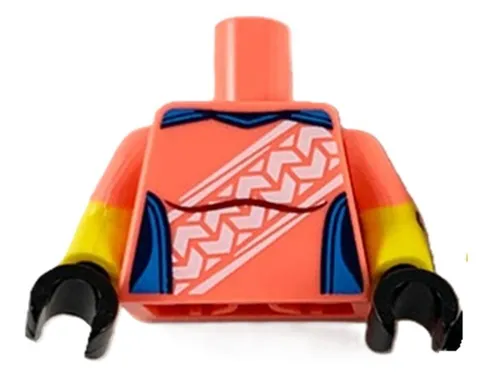 NEW Lego Female CORAL Pink MINIFIG TORSO Azure White Stripe Bandage Part D359