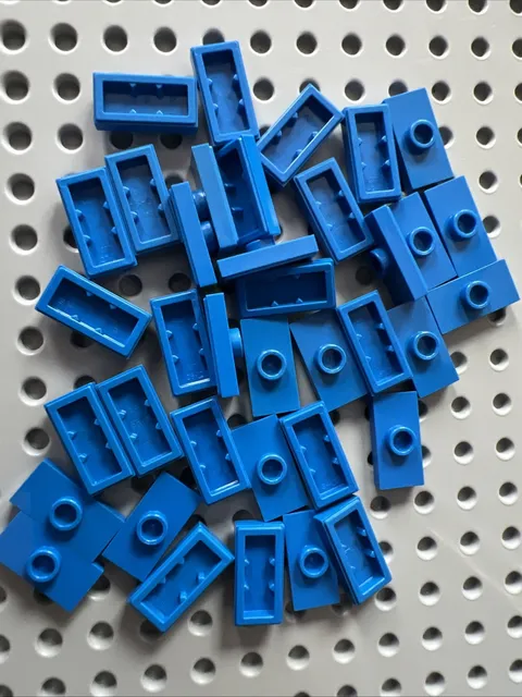 LEGO 15573 Blue Plate Modified 1x2 Stud Groove Bottom Stud Holder Jumper 37pcs
