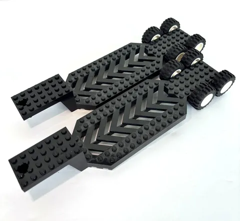 Lego Vehicle Trailer Lot of 2 Base 8x30x3 1/3 Big Rig Semi Truck Black w/ Wheels