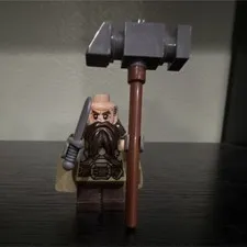 LEGO Hobbit Dwalin the  Dwarf Minifigure w/ Cape Sword & Hammer 