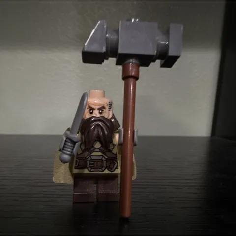 LEGO Hobbit Dwalin the  Dwarf Minifigure w/ Cape Sword & Hammer 