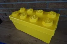 LEGO Toy Storage Brick Case 8 Stud Yellow Container Plastic Bin Box 14x7 EMPTY