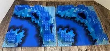 LEGO Raised Baseplate 32 x 32 Canyon Blue Underwater Pattern Set #6195 Lot Of 2