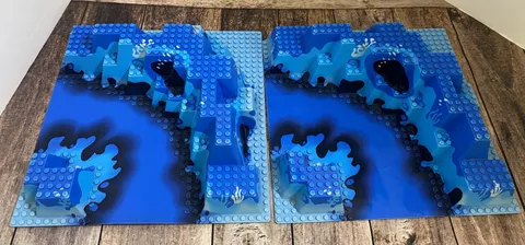 LEGO Raised Baseplate 32 x 32 Canyon Blue Underwater Pattern Set #6195 Lot Of 2