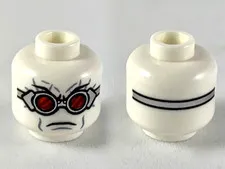 LEGO Minifigure, Head Silver Goggles with Red Lenses, Frown Pattern inv.657