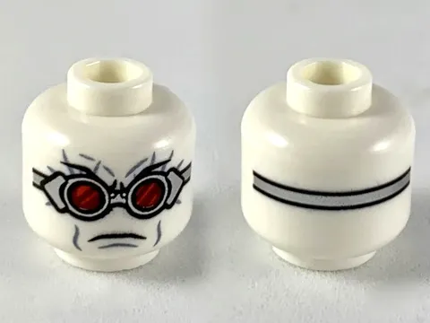 LEGO Minifigure, Head Silver Goggles with Red Lenses, Frown Pattern inv.657