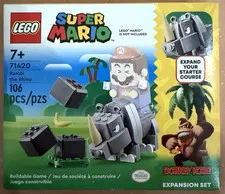 New LEGO Super Mario: Rambi the Rhino Expansion Set (71420) Retired, Ships Free!
