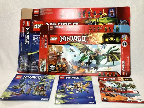 LEGO NINJAGO Lot 70732 70734 70593 City of Stiix Master Wu Green Dragon 100% CIB