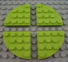 LEGO Lot of 4 Lime Green 4x4 Round Corner Plates